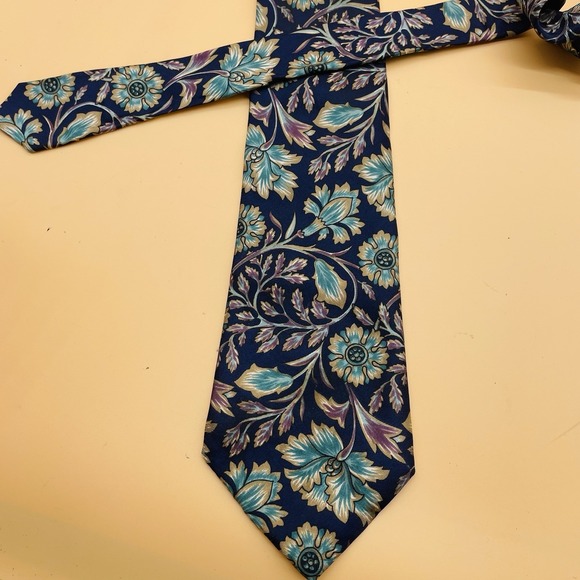 Men's Vintage Kuppenheimer Floral Print Colorful 100% Silk Made in USA - Picture 4 of 4